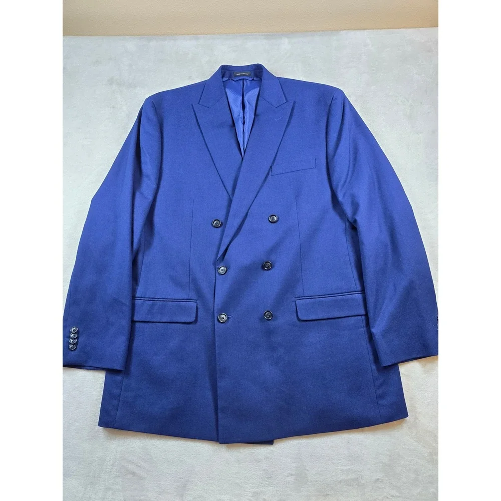 Sean John Double Breasted 3 Piece Suit Mens 44L Pants 38x31 Royal Blue w/Vest